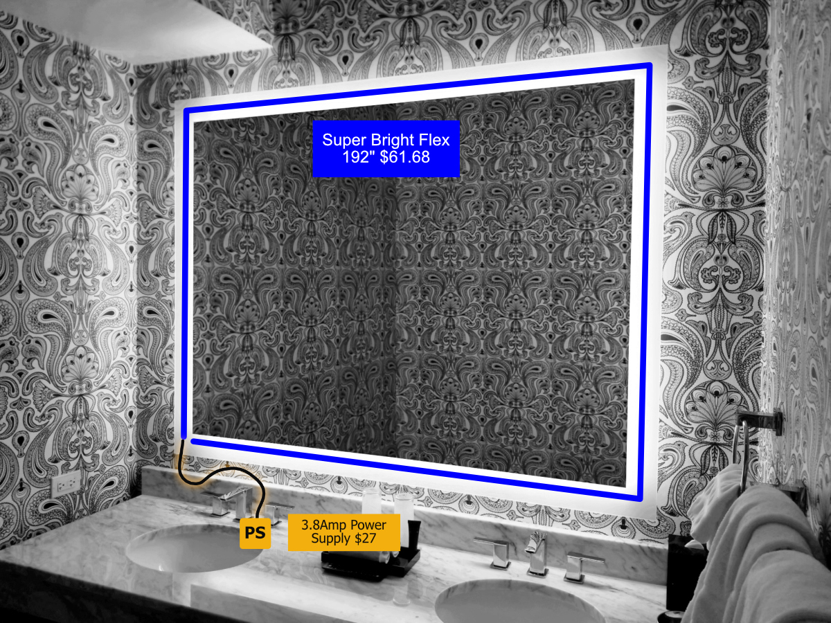 LED Bathroom Mirror with Lights Wall Mirror PlugIn Lightings System