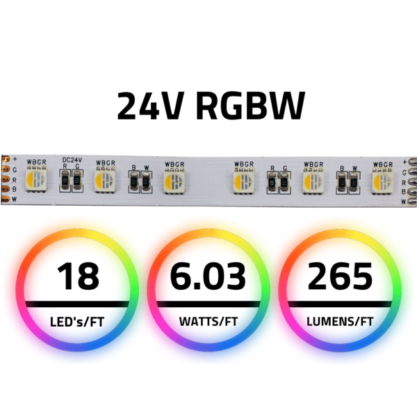 24VDC RGBW Color Changing LED Light Strip 5M (16.4ft) - $150.00