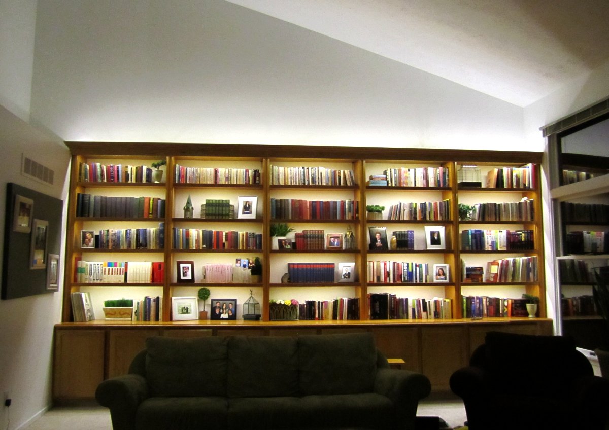 Bookcase Lighting Hardwired System, Shelves With Lights Built In